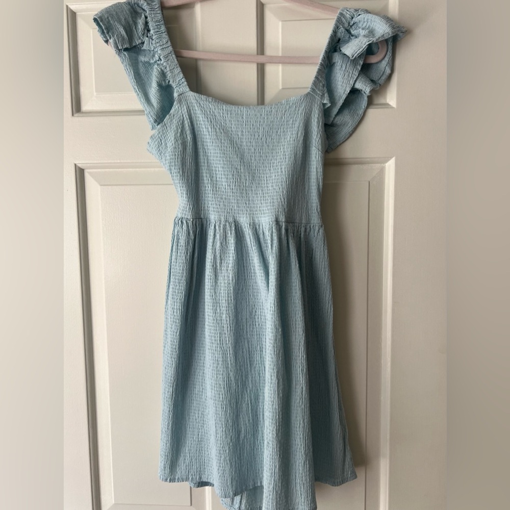 LIGHT BLUE TIE BACK DRESS